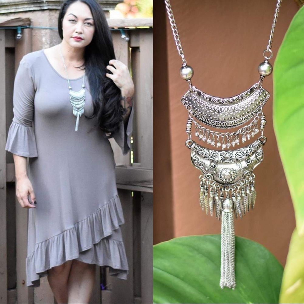 Long Bohemian Statement Necklace - Picture 2 of 3